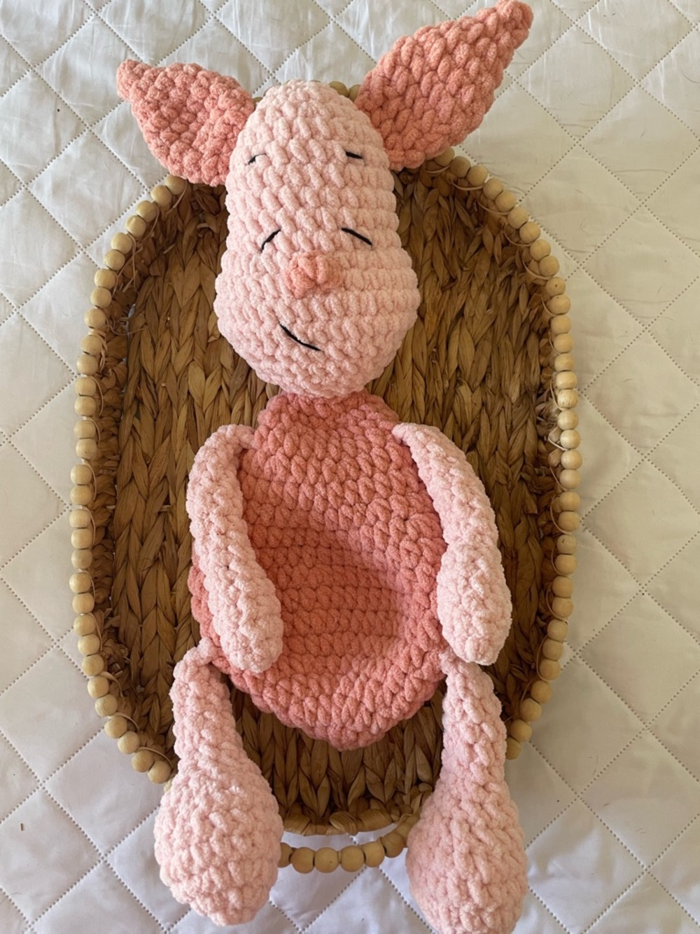 Handmade Crochet Plush Piglet Plush - Pink Crochet Lovey